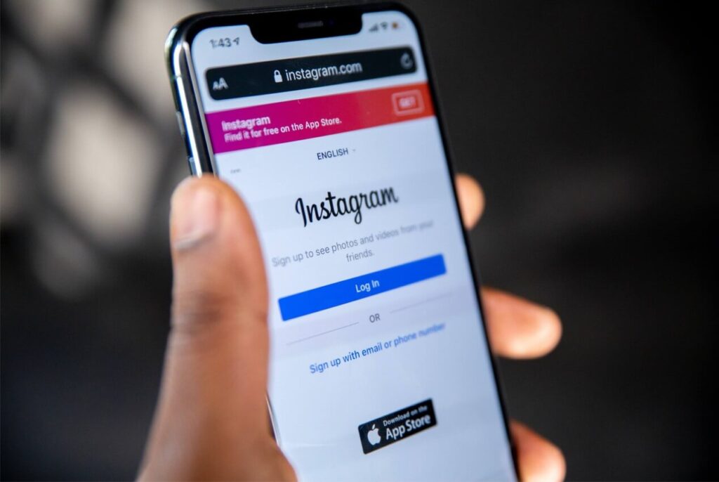 instagram on mobile screen