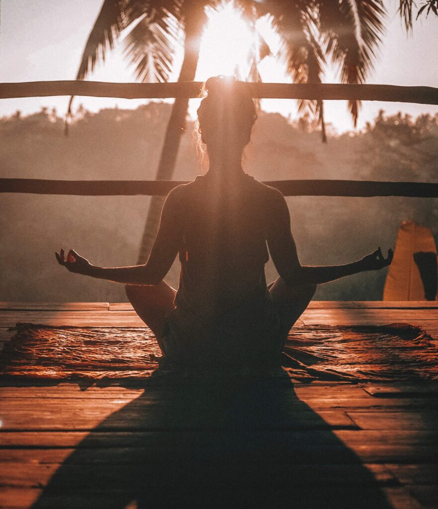 Personal development coach is in a meditation